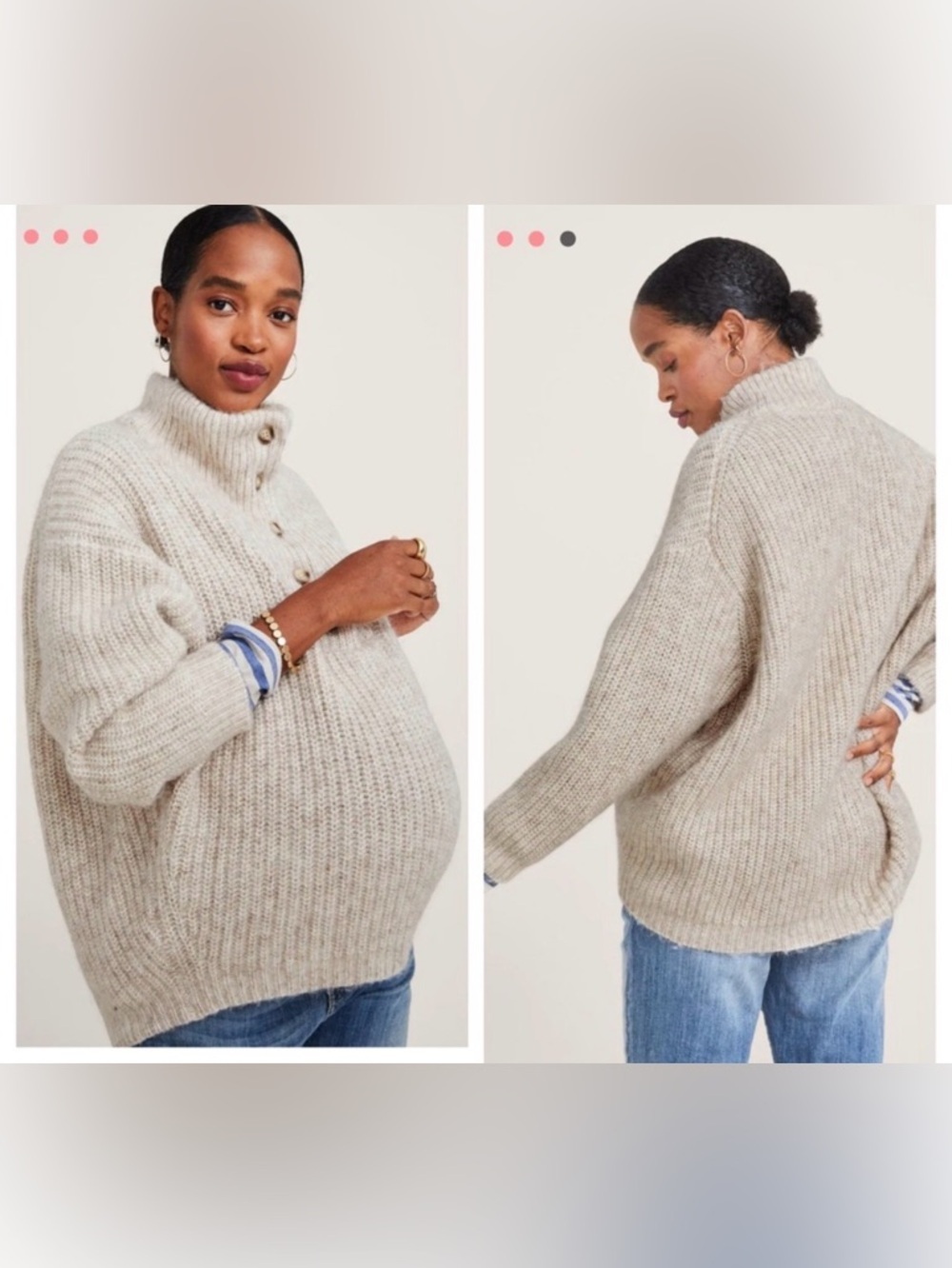 Hatch Maternity Jo Sweater Sz 0 Beige Cotton Alpaca